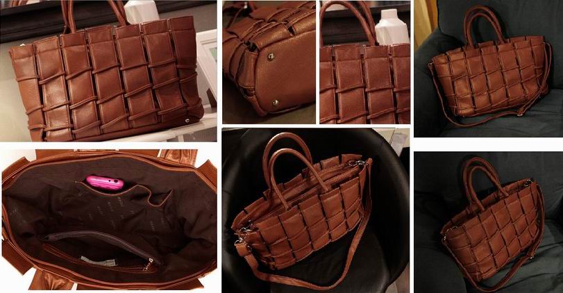 46cm WOVEN BROWN HAND OR SHOULDER BAG